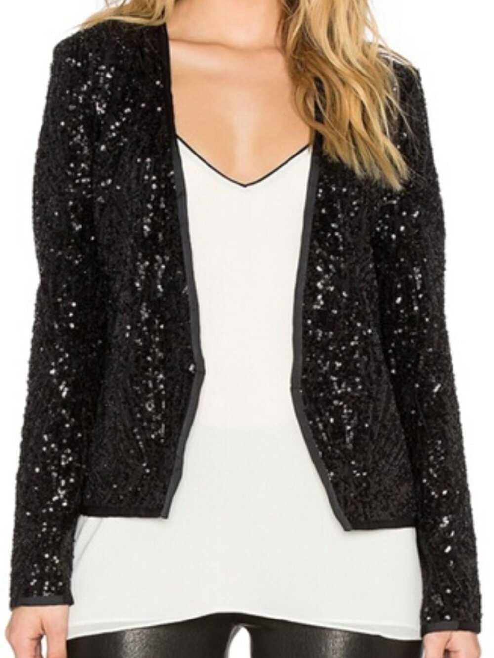Saylor Black Sequin Jacket Blazer Small